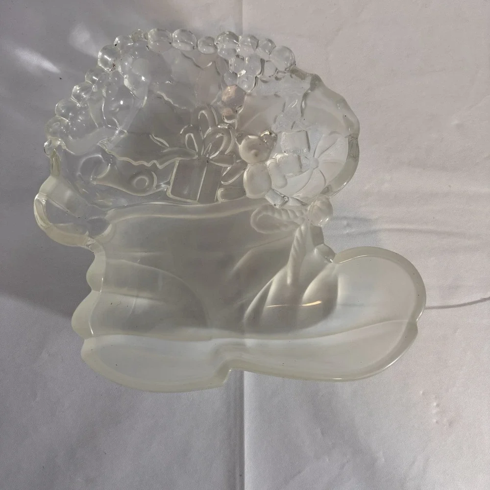 Mikasa Santa's Boot Goodies‎ Bon Bon Candy Server Dish Frosted Glass Crystal